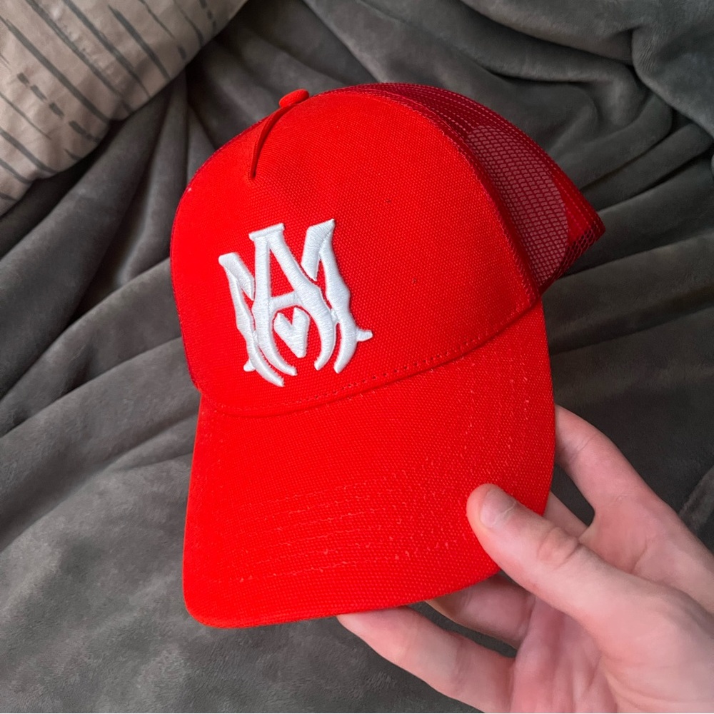 Amiri Red Trucker Hat adjustable